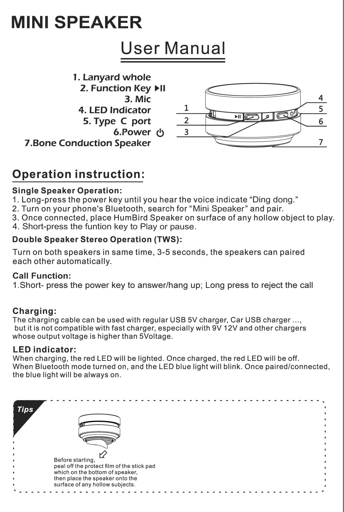 MINI Bone Conduction BT Wireless Speaker
