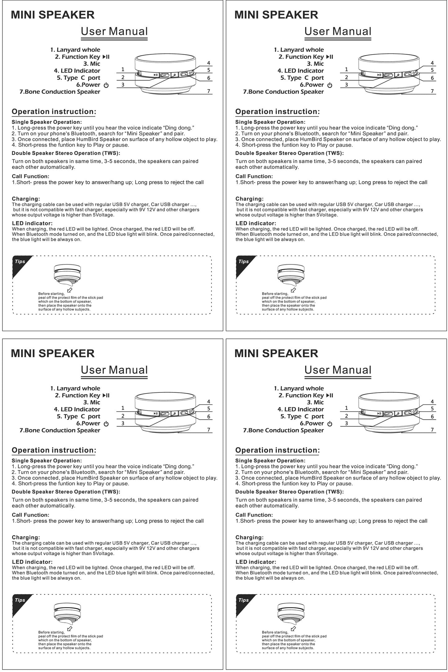 MINI Bone Conduction BT Wireless Speaker